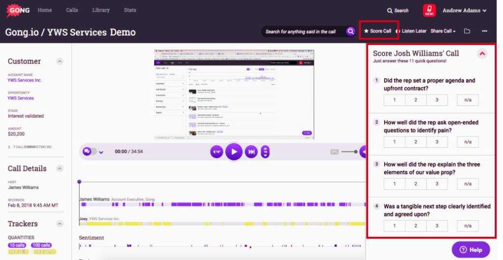 Gong.io scorecard