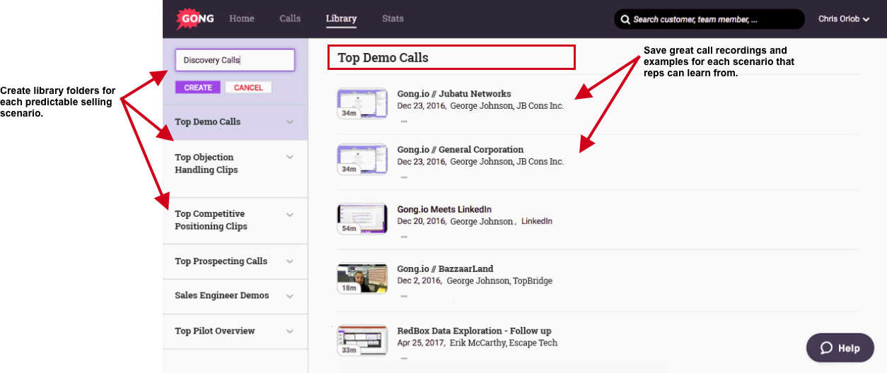 Sales coaching library