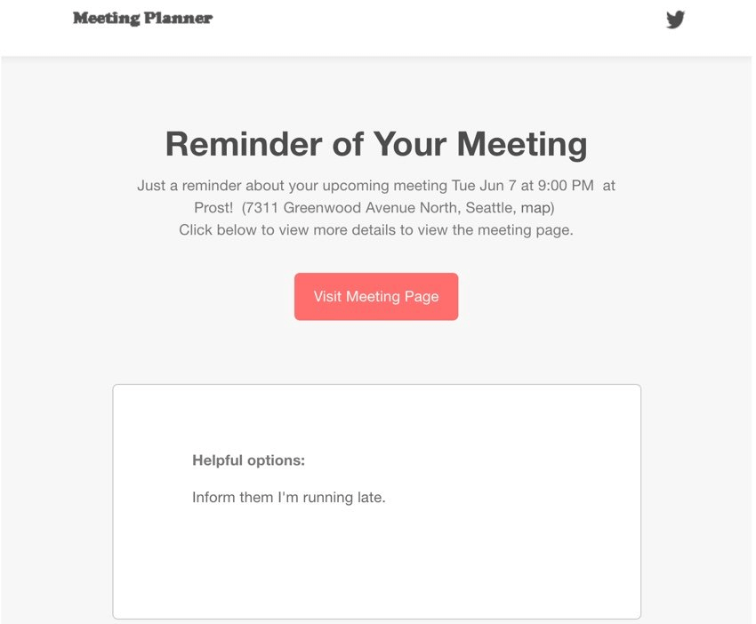 Screenshot of an example meeting reminder