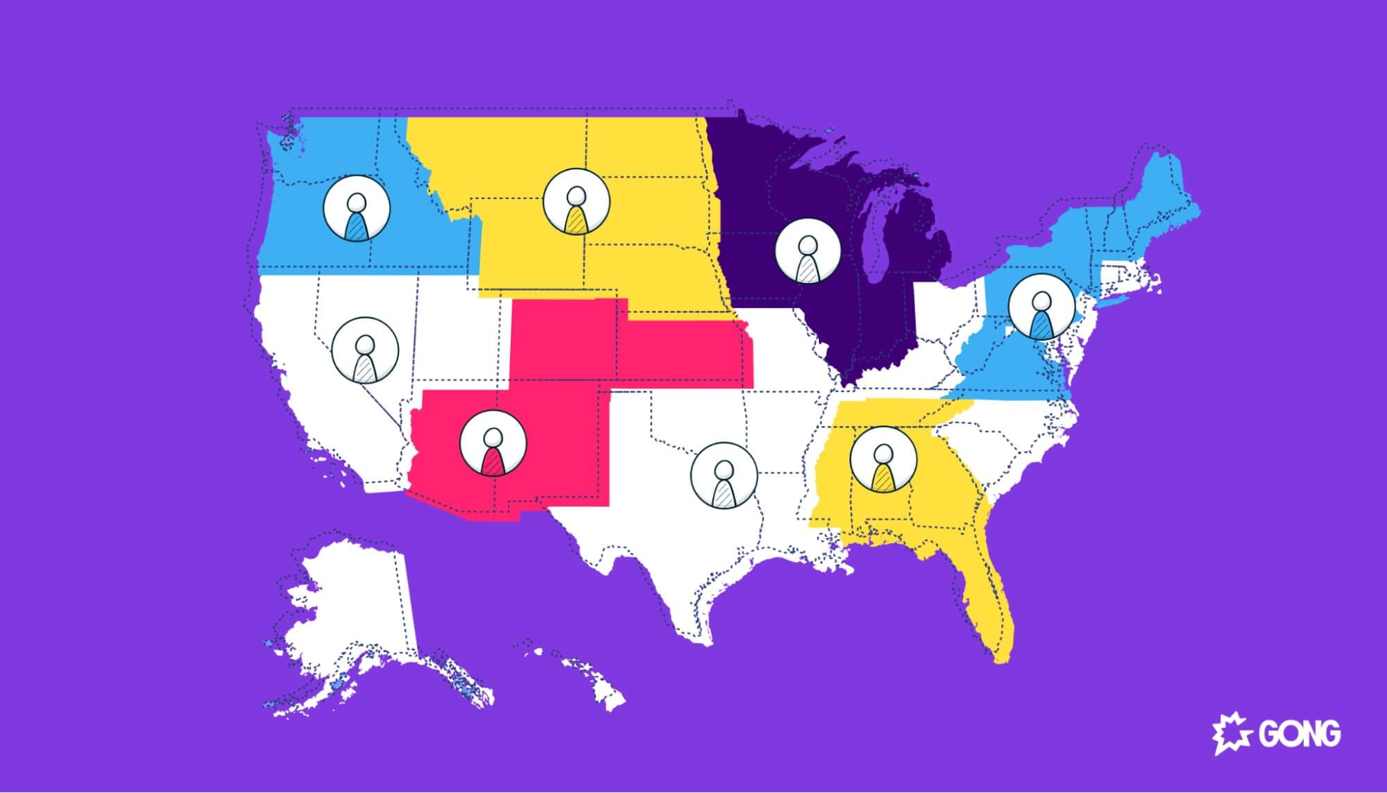 A map illustrating potential sales territories