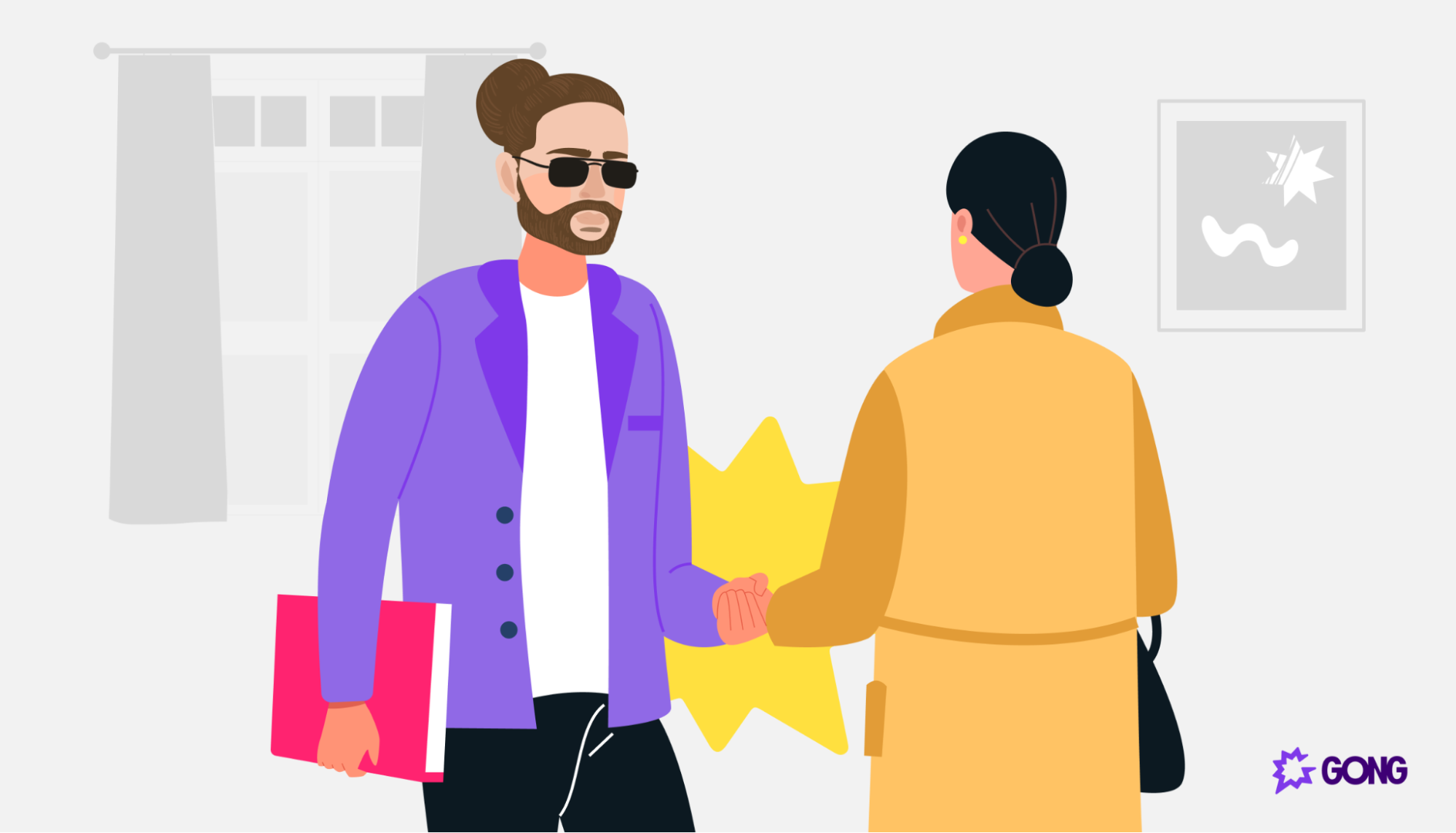 Salesperson and customer shake hands