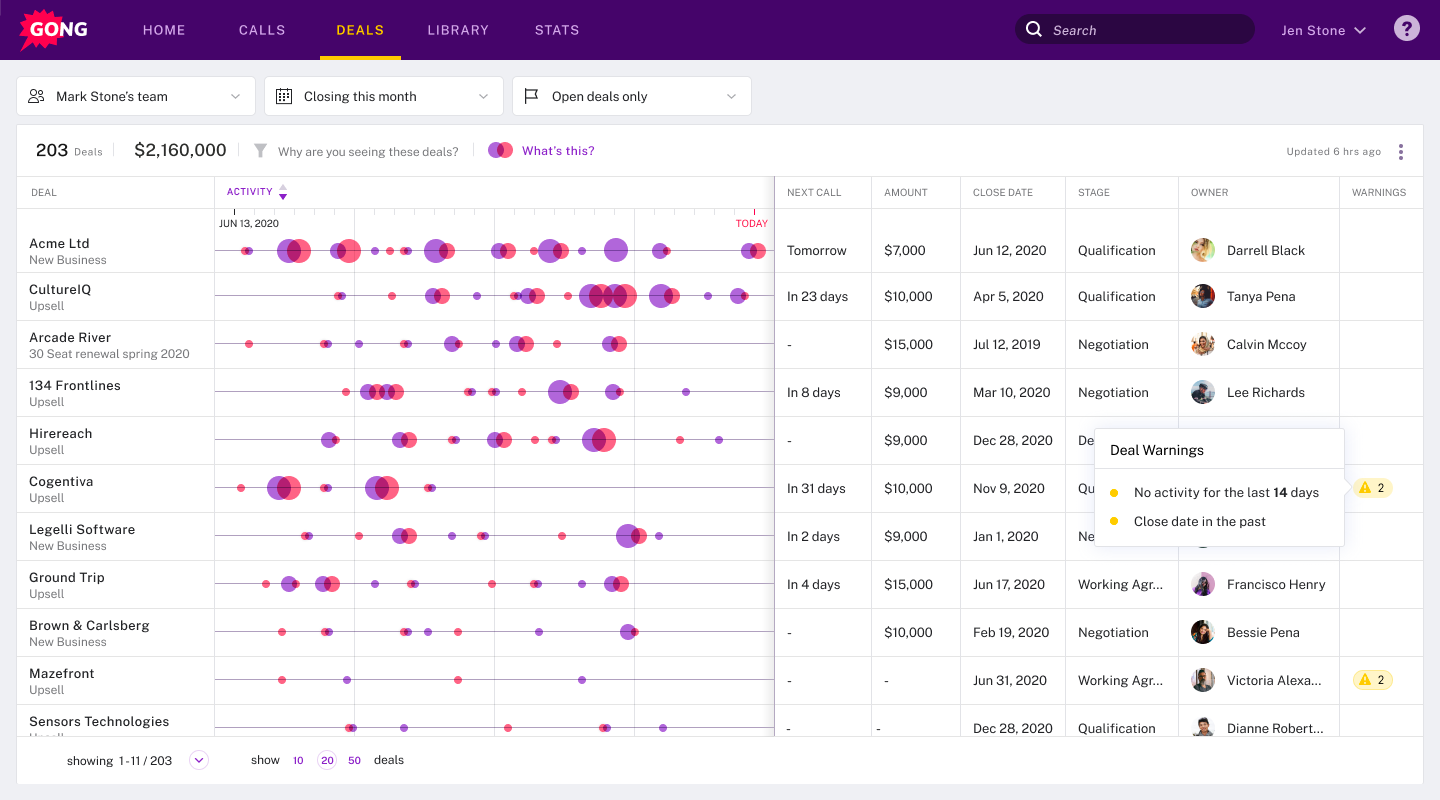 Screenshot Of Gong Software