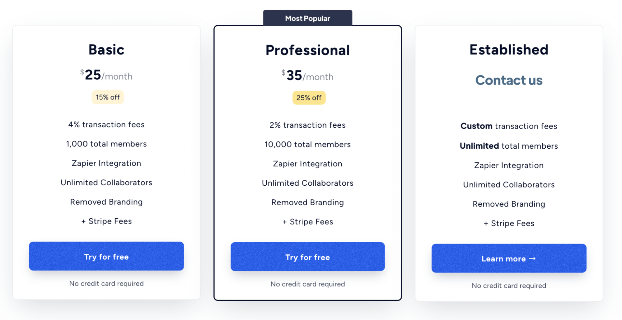 Screenshot of Memberstack Pricing