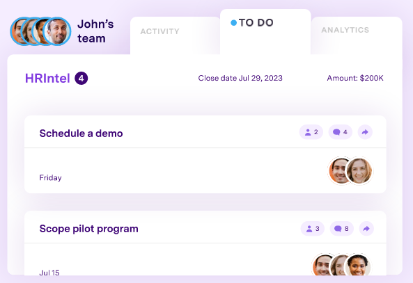 A screenshot of Gong's dashboard