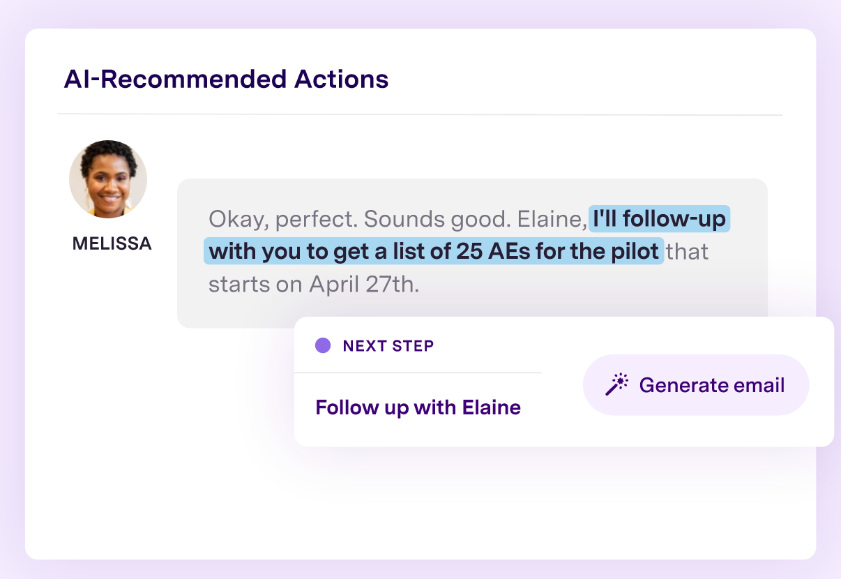 Use AI-Recommended actions to automate your sales workflow